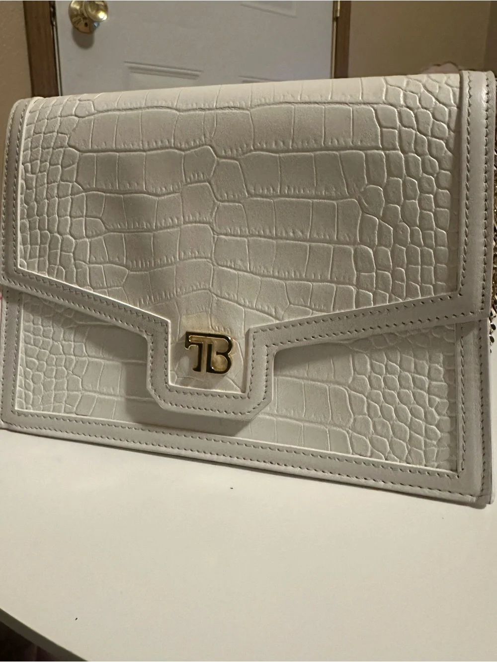 Teddy Blake White Croc-Embossed Top-Handle Satchel (Teddy Blake Sophia) - Picture 5 of 8